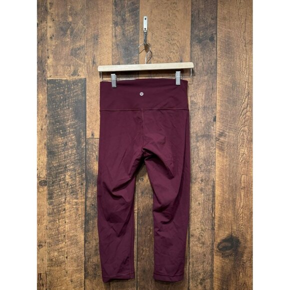 Lululemon Wunder Under Crop (Hi-Rise) (Full-On Luxtreme 21") Burgundy Size 8 EUC - Picture 2 of 5